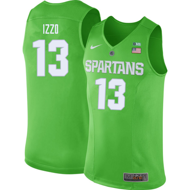 Men #13 Steven Izzo Michigan State Spartans College Basketball Jerseys Sale-Apple Green
